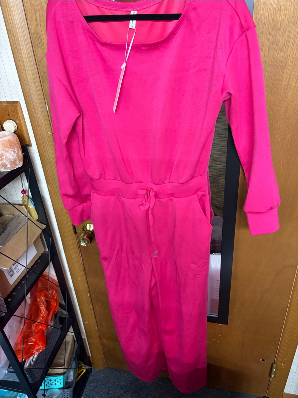 Women’s  Hot Pink Long-Sleeve One-Piece Jumpsuit